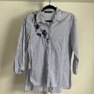 Zara Floral Embroidered Button-up